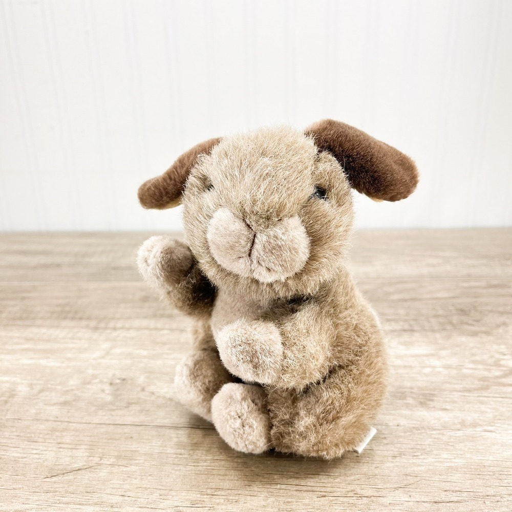 Vintage 1986 Manhattan Toy Co Tan Brown Plush Bunny Rabbit Stuffed Animal 7"